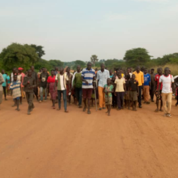 Paten community in Uganda marched through the Wadelai Irrigation project area during one of the times when the government was taking over the land with the protection of the army.